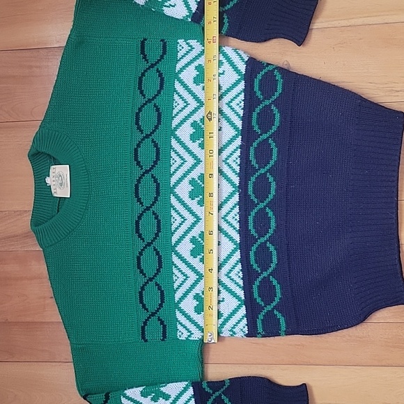 VTG Blarney woollen mills shamrock green sweater bigger kids size M - Picture 2 of 7